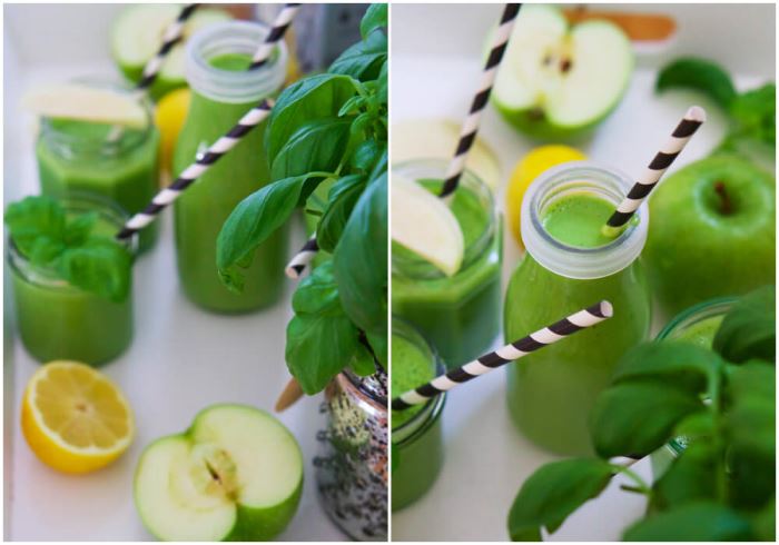Grön smoothie med ärtor, spenat och äpple