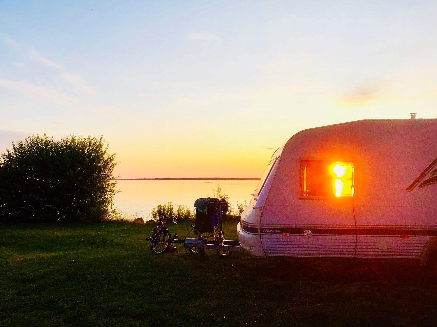 Solnedgång på campingen i Ekudden, Mariestad